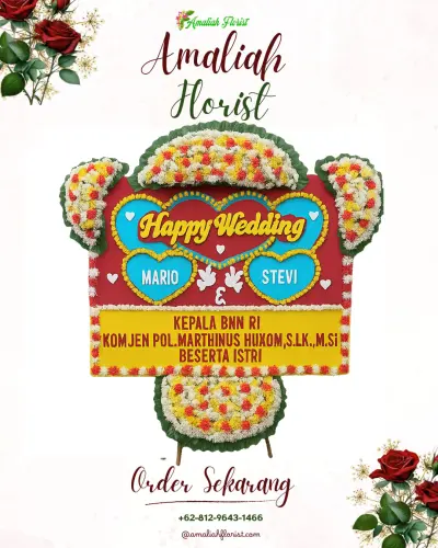 Karangan Papan Bunga Pernikahan di Kadurahayu